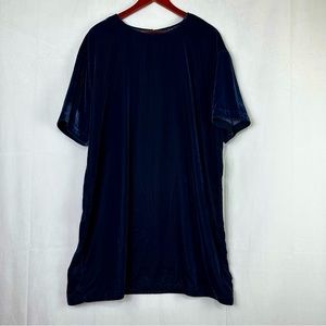 Gap Velvet Midi Slip Dress Short Sleeve Puff Sleeve Navy Luxury XXL Casual Blue